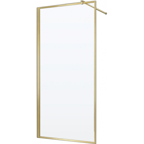 Душевая перегородка VECONI Korato KR-81G 90x200 стекло прозрачное, профиль золотой