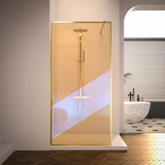 Душевая перегородка VECONI Korato KR-81GC 110x200 стекло хамелеон, профиль золотой