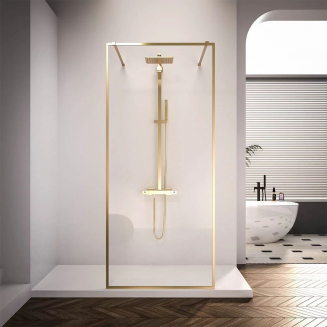 Душевая перегородка VECONI Korato KR-90G 120x200 стекло прозрачное, профиль золотой