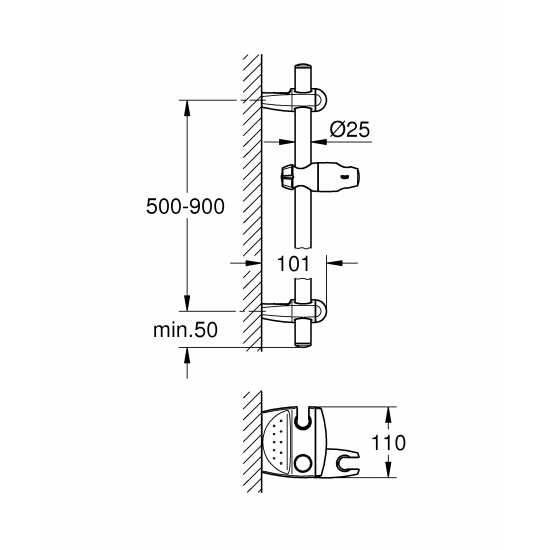 Душевая штанга GROHE Movario 28398RR0 велюровый хром