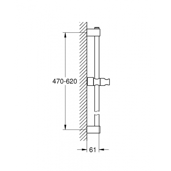 Душевая штанга GROHE Tempesta 27523001, 600 мм, хром