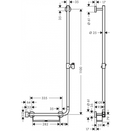Душевая штанга HANSGROHE Unica 26404400 110 см, белый, хром