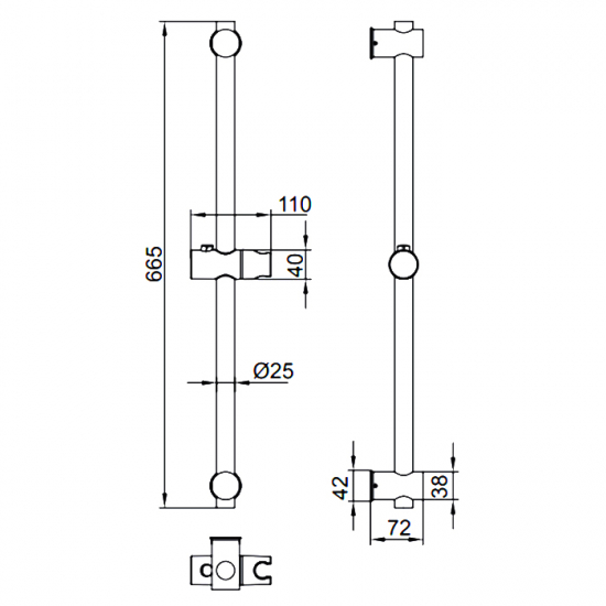 Душевая штанга LEDEME L78001B-3 чёрная