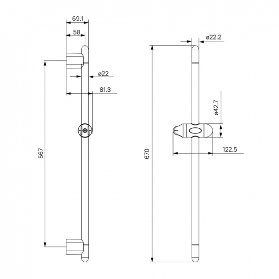 Душевая штанга MILARDO 0706700M17 хром
