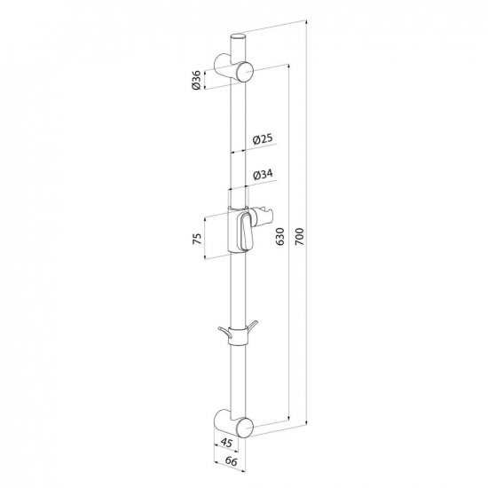 Душевая штанга MILARDO Ideal Spa ILS70B0M17 чёрная матовая
