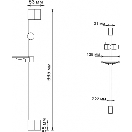 Душевая штанга WASSERKRAFT A063 хром