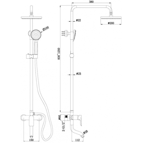 Душевая стойка BRAVAT Emeralda F6337371CP-A-RUS