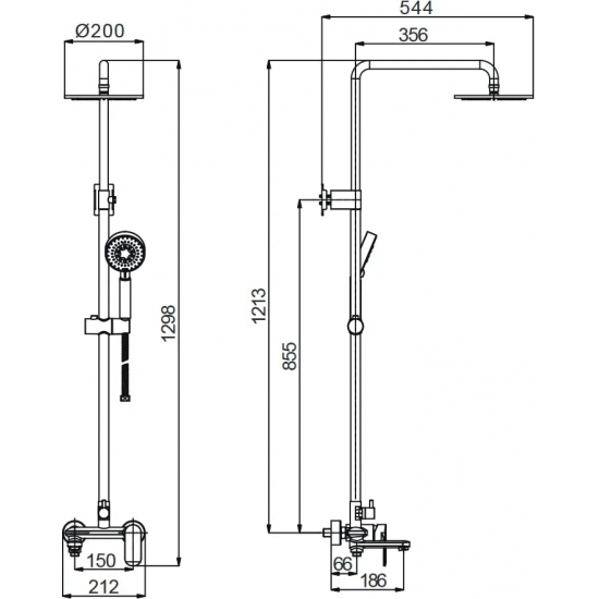 Душевая стойка BRAVAT Opal F6125183CP-A-RUS