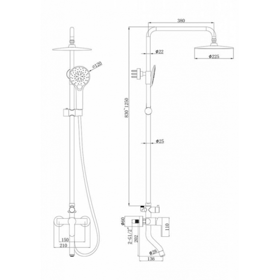 Душевая стойка BRAVAT Source F6334368CP-A-RUS