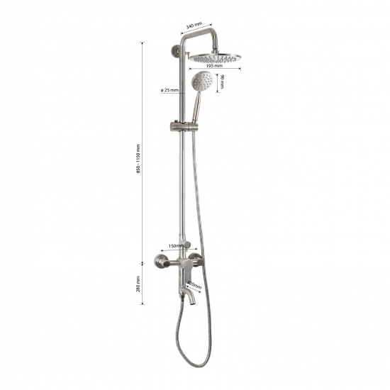 Душевая стойка BRIMIX 9335 нержавеющая сталь