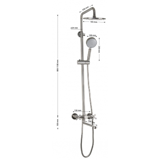 Душевая стойка BRIMIX 9338 нержавеющая сталь