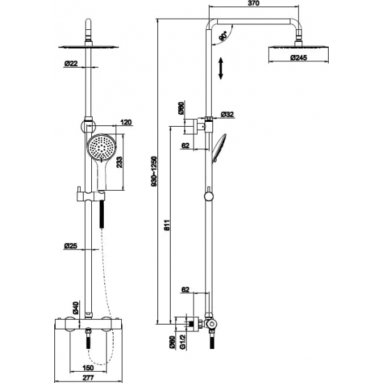 Душевая стойка CERSANIT Brasko A63066 с термостатом