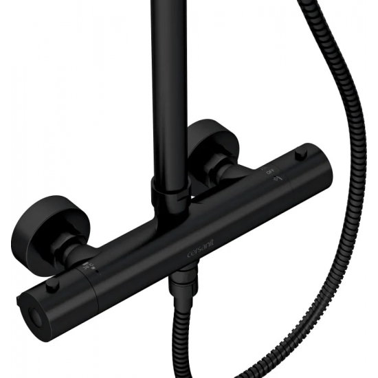 Душевая стойка CERSANIT Brasko A63112 с термостатом чёрная