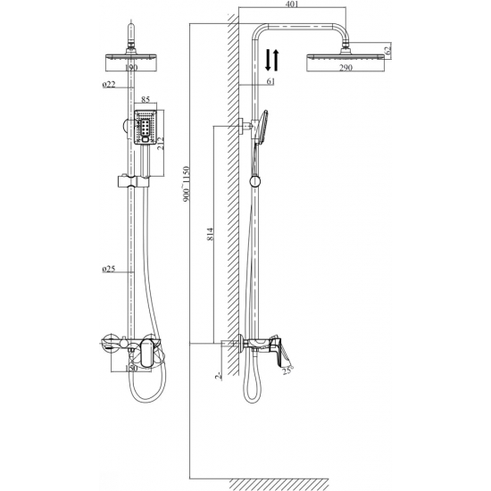 Душевая стойка D&K Baciano DA1033701B14