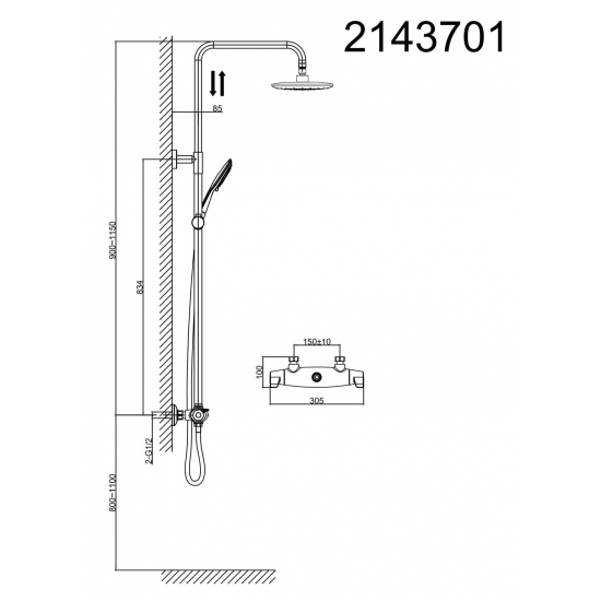 Душевая стойка D&K Bayern Potsdam DA2143701B14 с термостатом