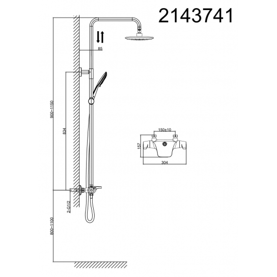 Душевая стойка D&K Bayern Potsdam DA2143741B14 с термостатом