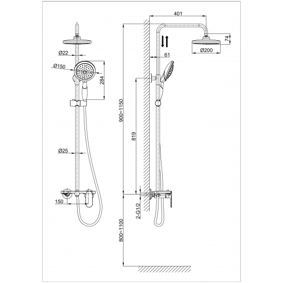 Душевая стойка D&K Bayern Purer DA1253701B06