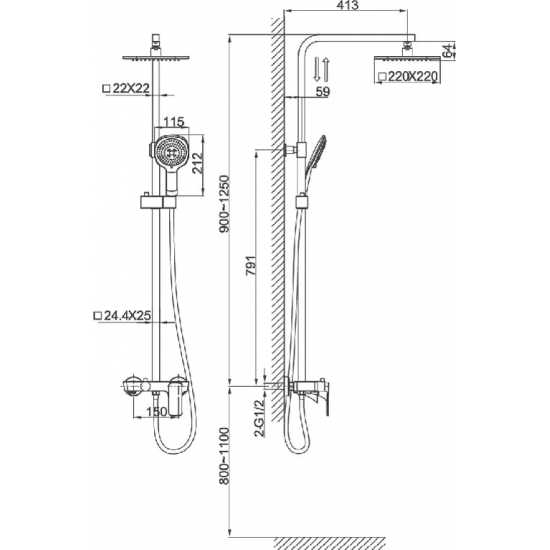Душевая стойка D&K Berlin Freie DA1433701A01
