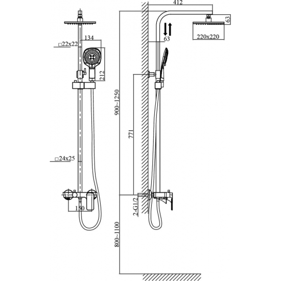 Душевая стойка D&K Berlin Tourto DA1433703A01 золото