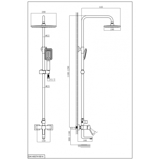 Душевая стойка D&K Rhein Dusseldorf DA1493741B14