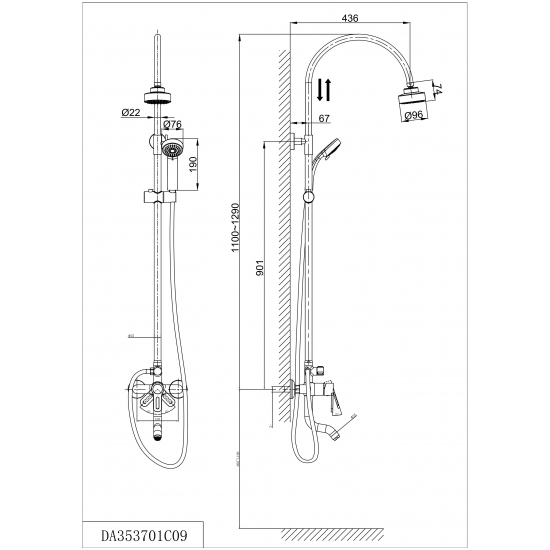 Душевая стойка D&K Rhein Paulinus DA1353701C11