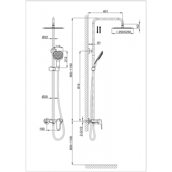 Душевая стойка D&K Rhein Reisling DA1273701B03