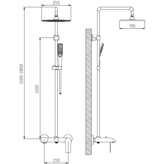 Душевая стойка ESKO ST200 чёрный