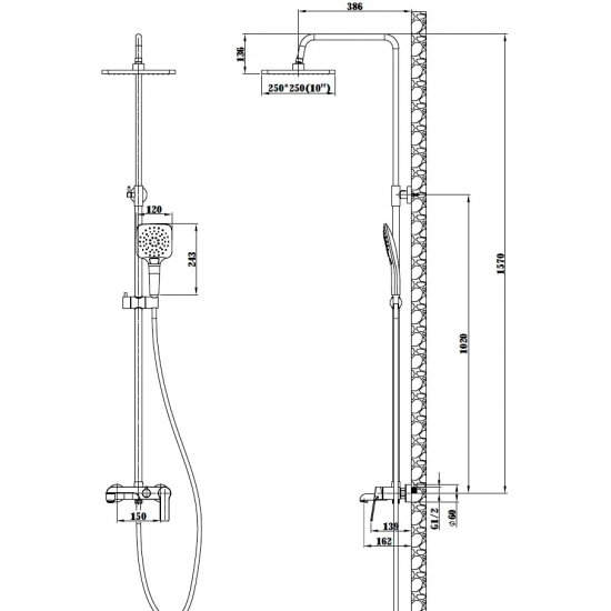 Душевая стойка ESKO ST300BL чёрный