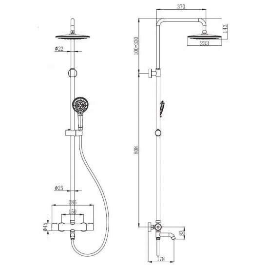 Душевая стойка ESKO STT1000 с термостатом