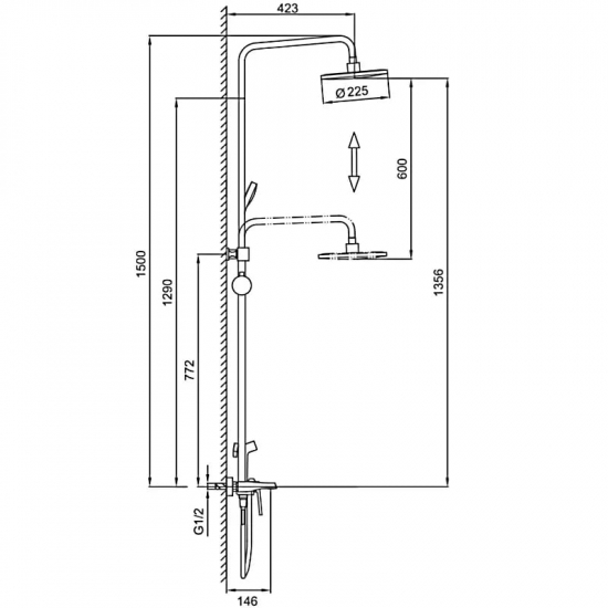 Душевая стойка FRAP F24004 с гигиеническим душем