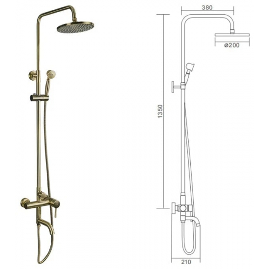 Душевая стойка FRAP F2410 бронза