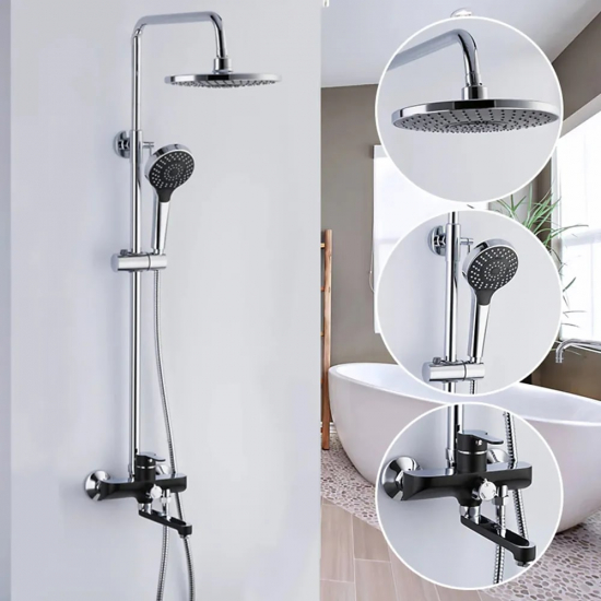 Душевая стойка FRAP H42 F2442 хром, чёрная