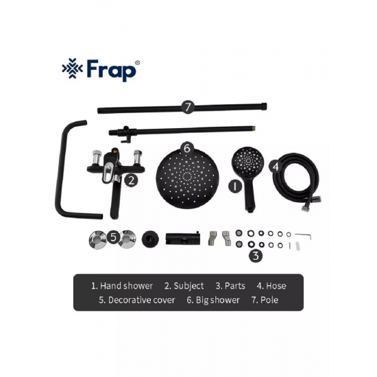 Душевая стойка FRAP H49-6 F2449-6 хром, черная