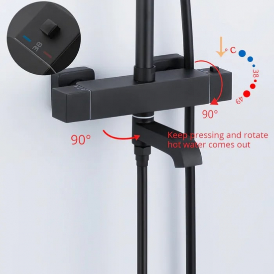 Душевая стойка GAPPO G 91-6 G2491-6 с термостатом чёрная