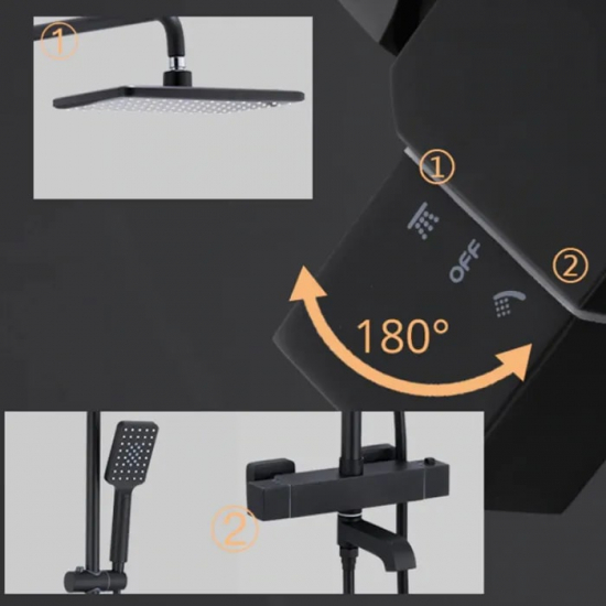 Душевая стойка GAPPO G 91-6 G2491-6 с термостатом чёрная