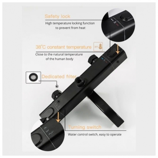 Душевая стойка GAPPO G 91-6 G2491-6 с термостатом чёрная