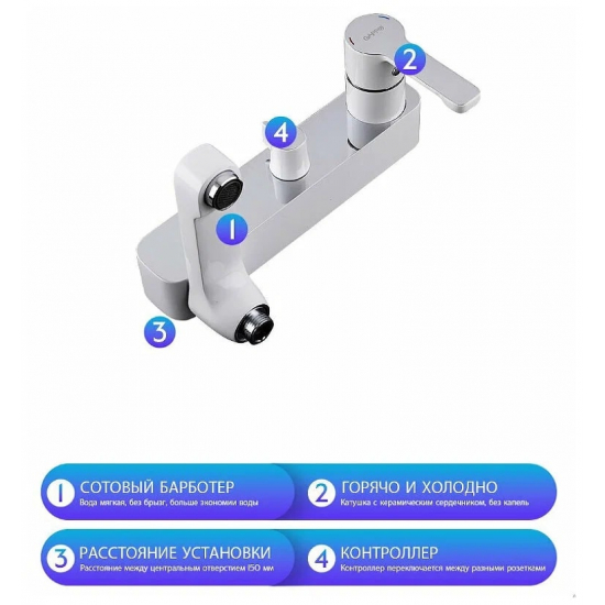 Душевая стойка GAPPO G02-8 G2402-8 хром, белый