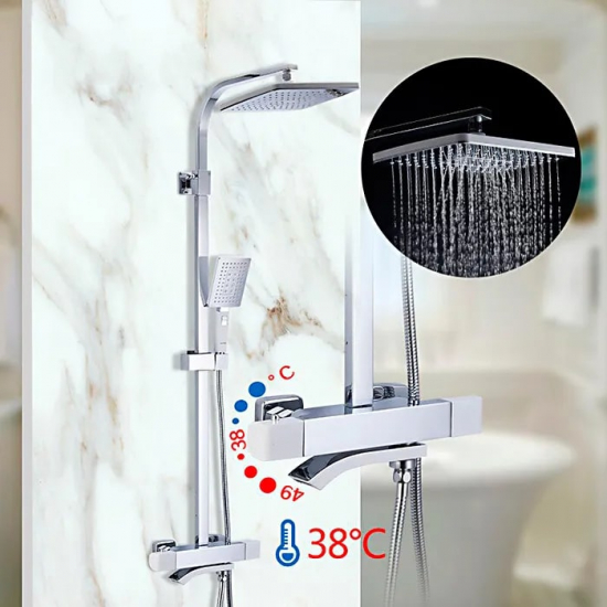 Душевая стойка GAPPO G07 G2407-50 с термостатом хром, белая 