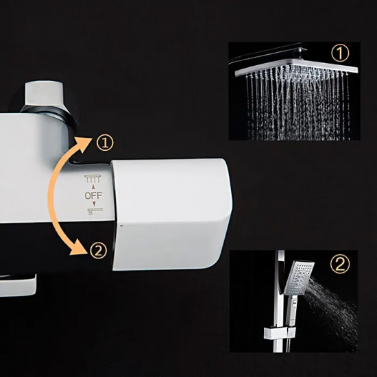 Душевая стойка GAPPO G07 G2407-50 с термостатом хром, белая 