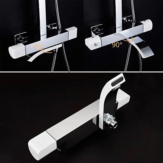 Душевая стойка GAPPO G07 G2407-50 с термостатом хром, белая 