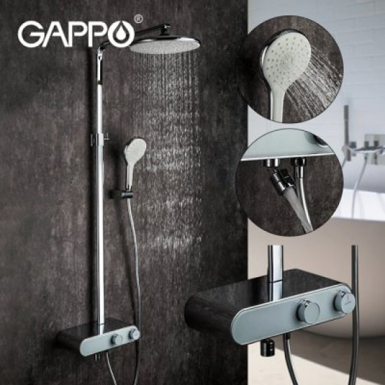 Душевая стойка GAPPO G2495-1 с термостатом хром, белая
