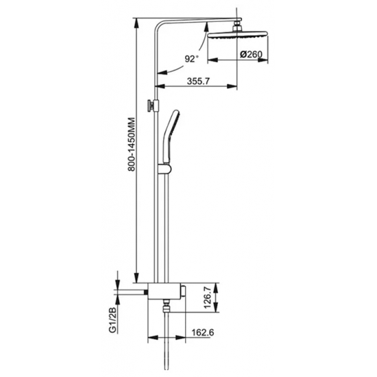 Душевая стойка GAPPO G2495-2 с термостатом чёрная