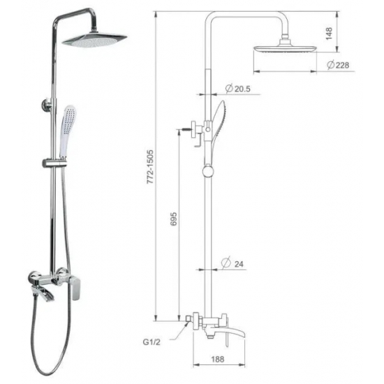 Душевая стойка GAPPO G48-8 G2448-8 хром, белый