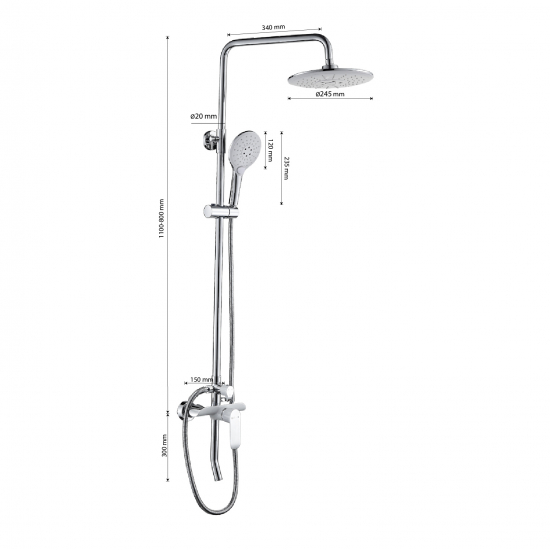 Душевая стойка GFMARK 3089 хром, белый