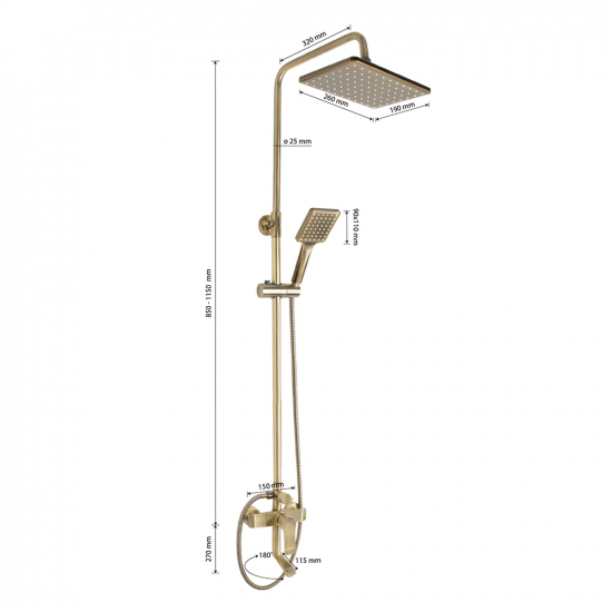 Душевая стойка GFMARK 5075 бронза
