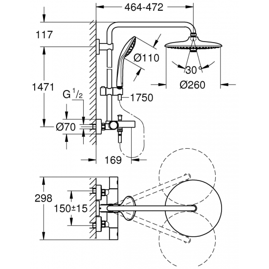 Душевая стойка GROHE Euphoria 260 27475001 с термостатом