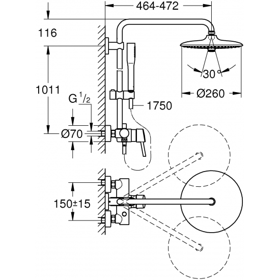 Душевая стойка GROHE Euphoria 260 Concetto 23061002