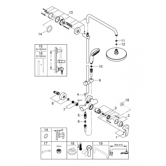 Душевая стойка GROHE New Tempesta 200 26244001