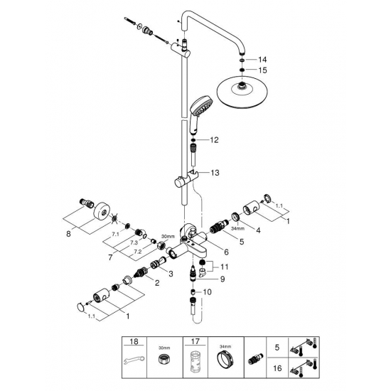 Душевая стойка GROHE Tempesta Cosmopolitan 210 26223001 с термостатом