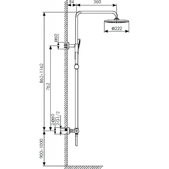 Душевая стойка KAISER Cezar 05177 с термостатом